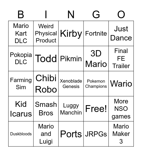 Direct Bingo Card