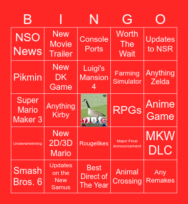 Nintendo Direct - 9.9.2026 Bingo Card