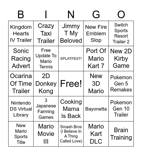 Direct Bingo (Prepare For Disappointment) Bingo Card