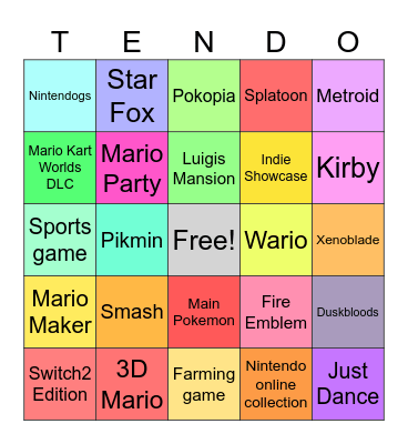Nintendo Direct 26 Bingo Card
