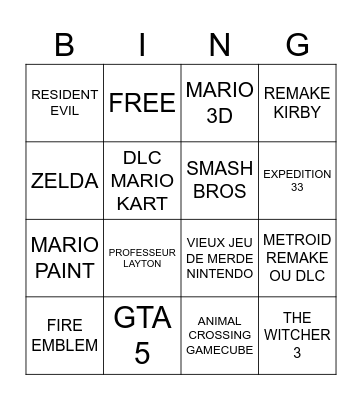 NINTENDO DIRECT  SEPT26 Bingo Card