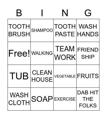 Health Bingo Card