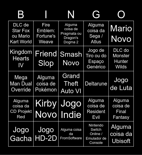 Bingo Nintendo Direct Setembro Bingo Card