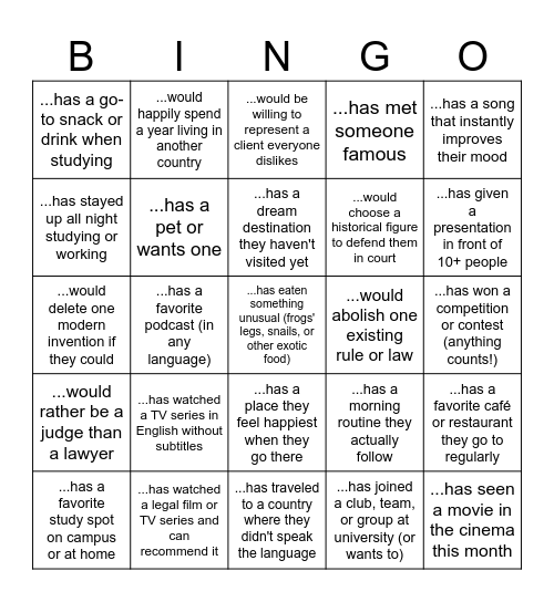 Find someone who... Bingo Card