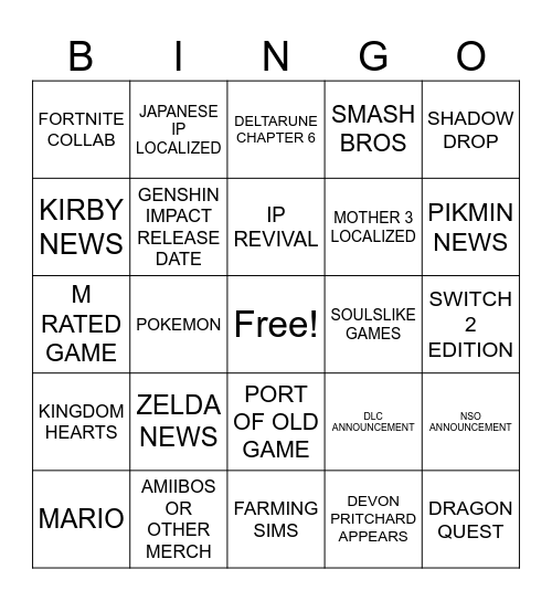 Untitled Bingo Card