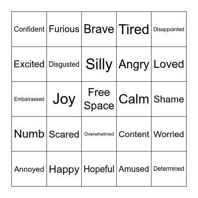 Zones of Regulation Bingo! Bingo Card