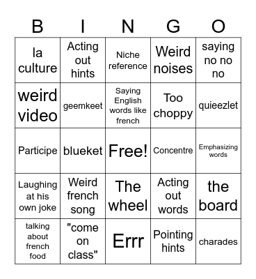 Krall Bingo Card