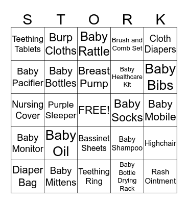 Gifts for Baby Kelcie Bingo Card