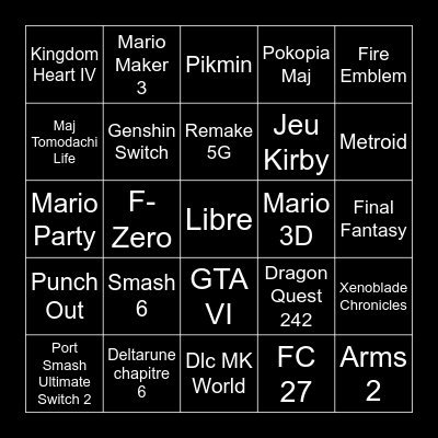 Nintendo Direct Septembre 2026 Bingo Card