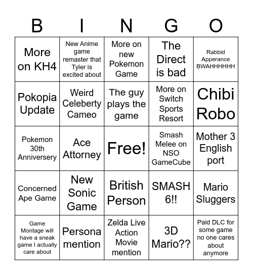Direct Bingo 9/9/2026 Bingo Card