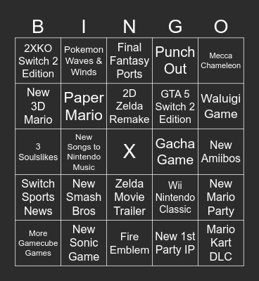 NINTENDO DIRECT BINGO CARD Bingo Card