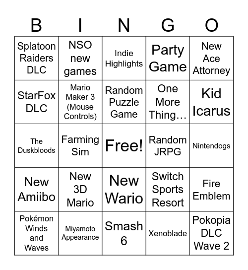 General Direct Bingo Card