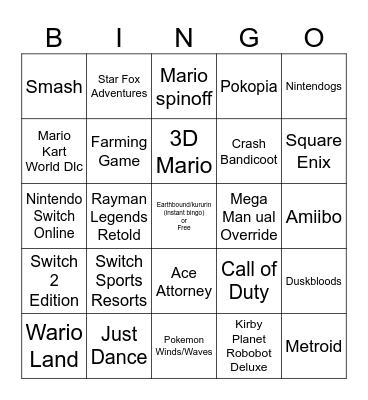 Nintendo Direct 09/09/2026 Bingo Card