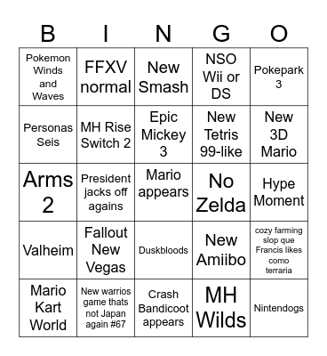 Thoughts and Prayers Bingo Card