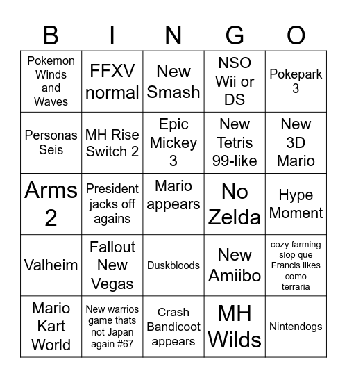 Thoughts and Prayers Bingo Card