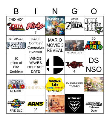 9/9/2026 NINTENDO DIRECT PREDICTIONS Bingo Card
