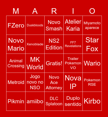 NINTENDO DIRETAMENTE 09/09/2026 Bingo Card