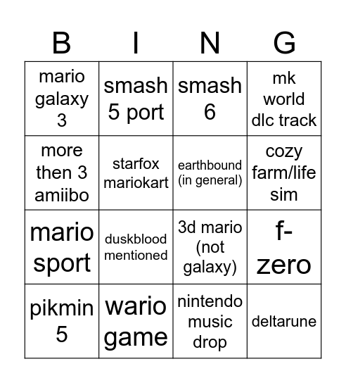 Untitled Bingo Card