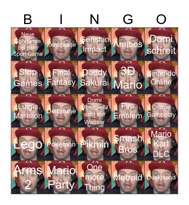 Nintendo Direct Bingo Card