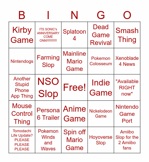 They Ninten on my Do Till I Direct Bingo Card