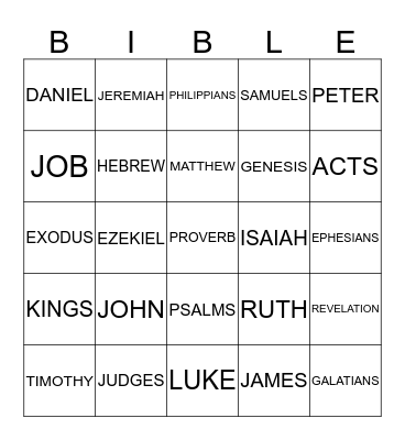 BIBLE BINGO Card