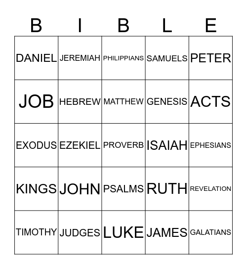 BIBLE BINGO Card