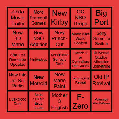 Nintendo Direct Sept 2026 Bingo Card