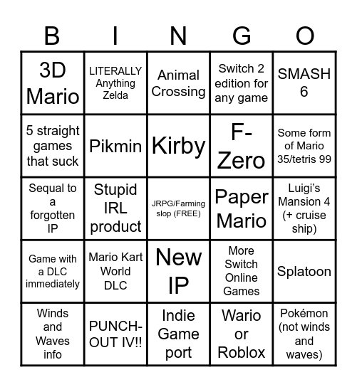 9/9/26 Direct Bingo Card