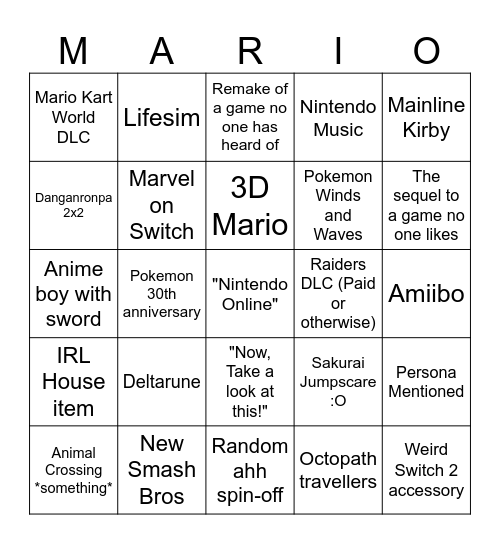 Direct Bingo - Sep 2026 Bingo Card