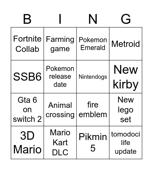 Untitled Bingo Card