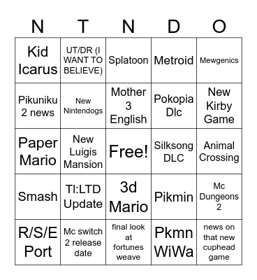 9/9 Direct Predictions Bingo Card
