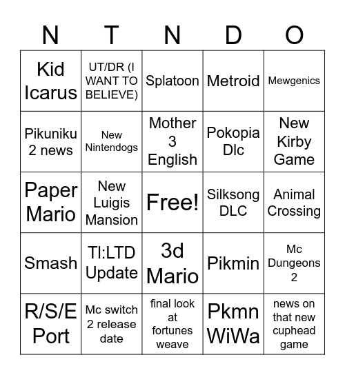 9/9 Direct Predictions Bingo Card