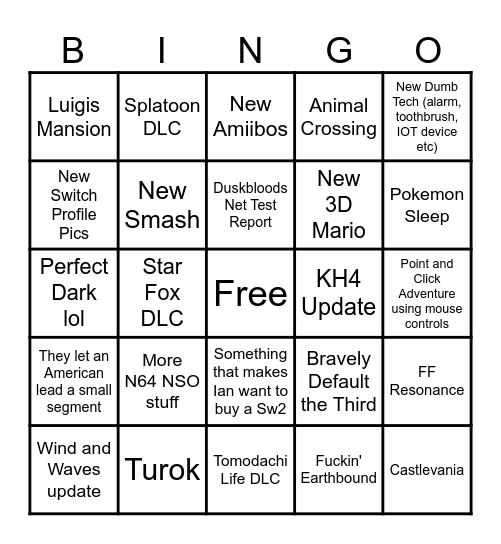 'Tendo Directo Bingo Card