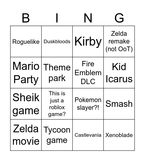 Smash??? Bingo Card