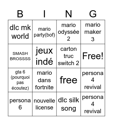 Bingo nintendo direct Bingo Card
