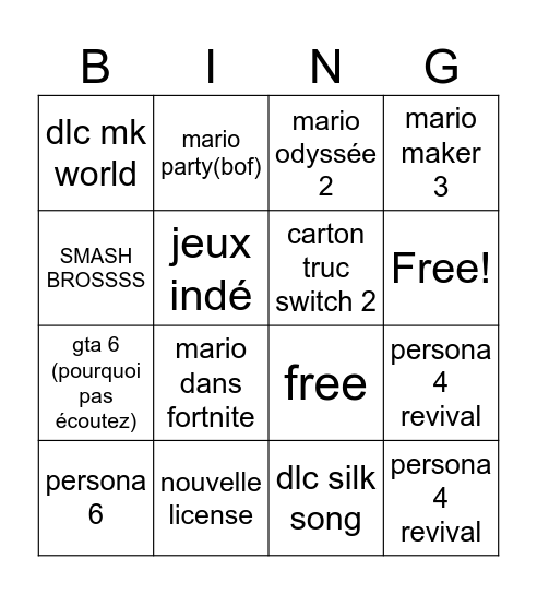 Bingo nintendo direct Bingo Card