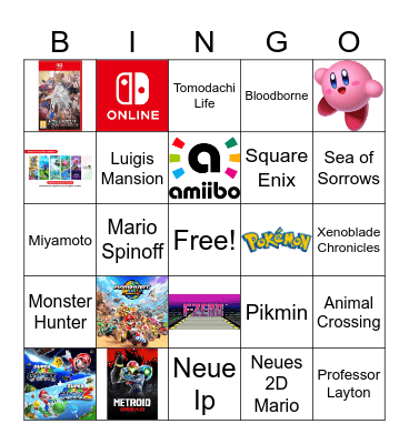 Nintendo Direct Bingo Card