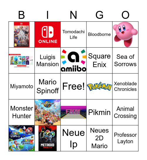 Nintendo Direct Bingo Card