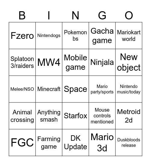 Direct Bingo Card