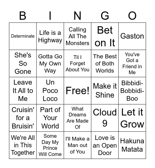 SINGO: Childhood Classics Bingo Card