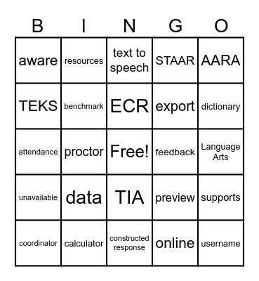 Local Assessments Bingo Card