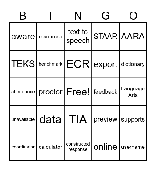Local Assessments Bingo Card