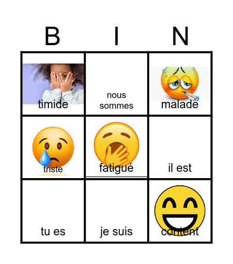 Émotions Bingo Card