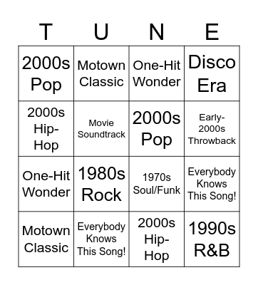 OSI Musical Time Machine Bingo! Bingo Card