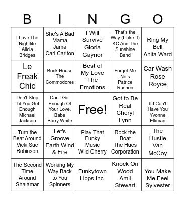 Disco Fever Bingo Card