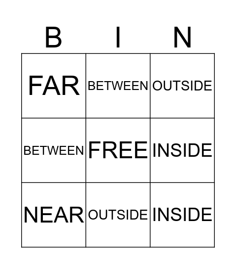 POSITION WORD BINGO Card