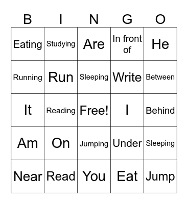 Vocabulary Bingo Card