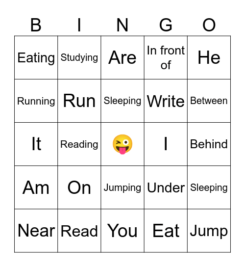 Vocabulary Bingo Card