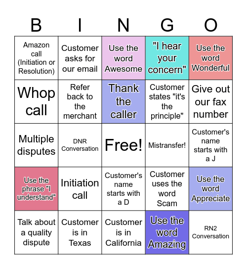 BAR Bingo Card