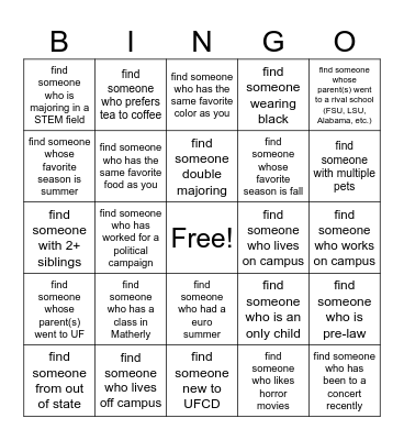 find someone who... Bingo Card